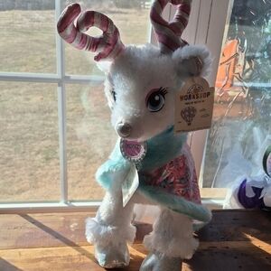 Build-A-Bear White Reindeer with Pink Antlers